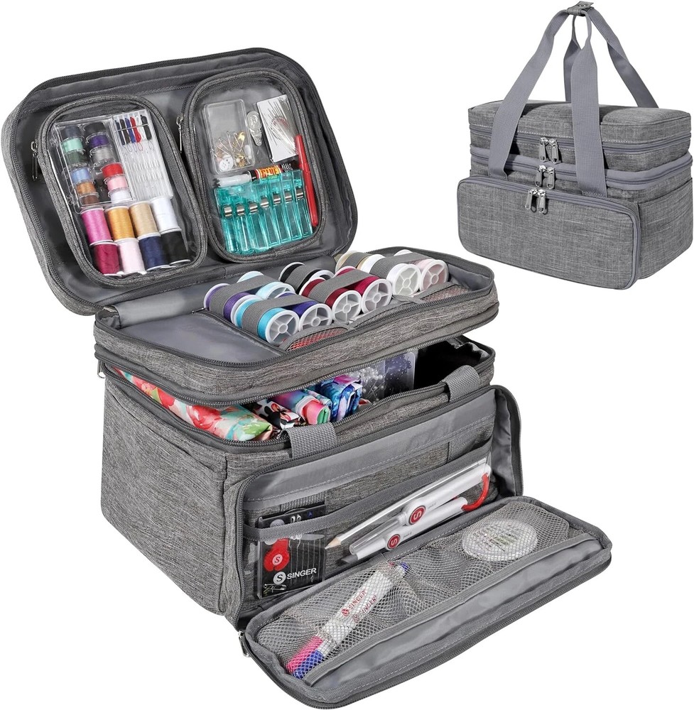 Sewing Accessories Organizer (Bag Only) – Double Layer Portable Sewing Storage B