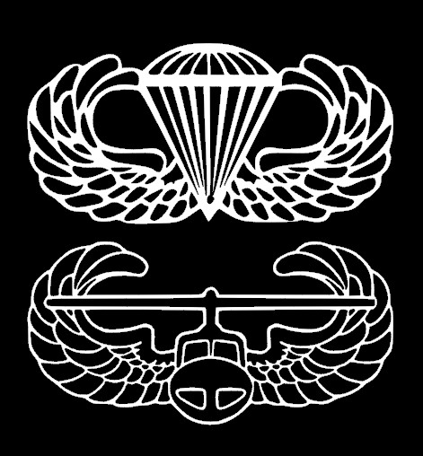 AIRBORNE JUMP and AIR ASSAULT WINGS Stack Window Sticker Decal - White