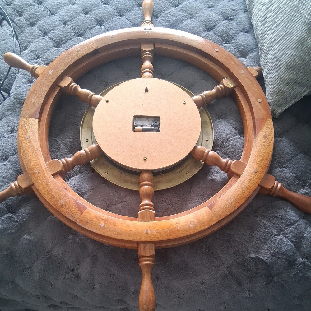 Ships Wheel Porthole Clock, 30" Unique & Nautical