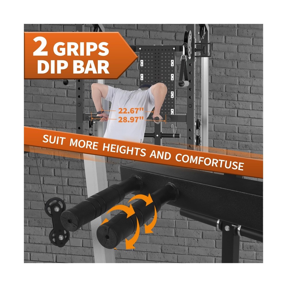 Power Cage, 2000LB Power Rack with Independent Dual Pulley System, Multi-Func...