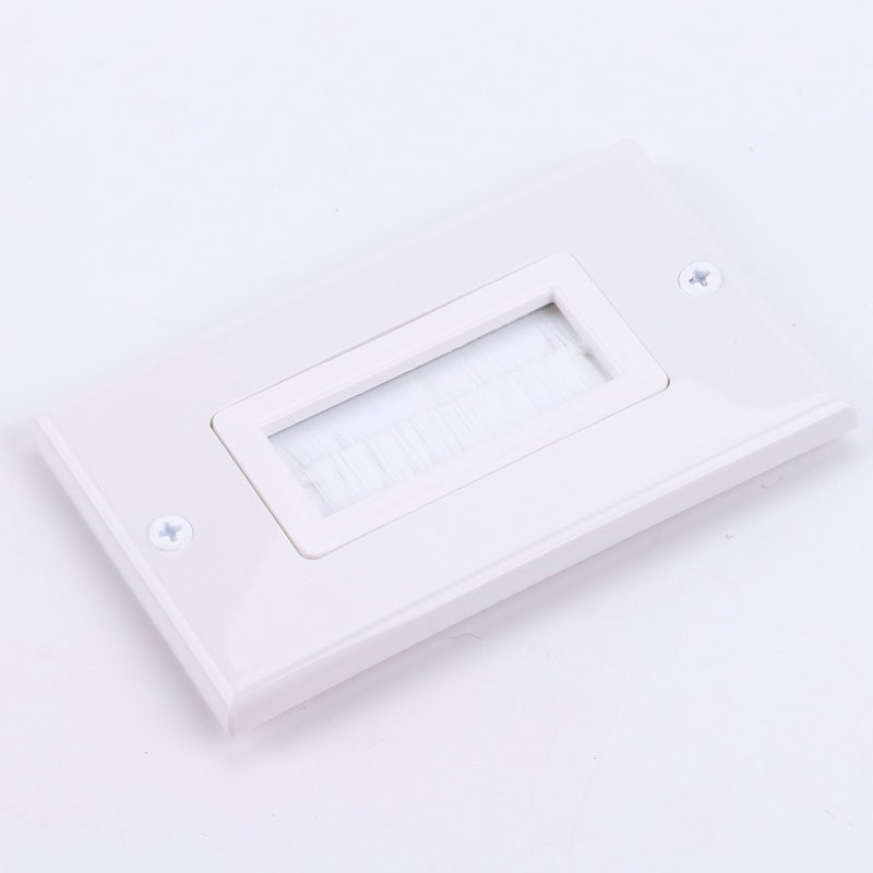 Cable Pass Through Insert Single Brush Wall Plate White Wires Wall Socket