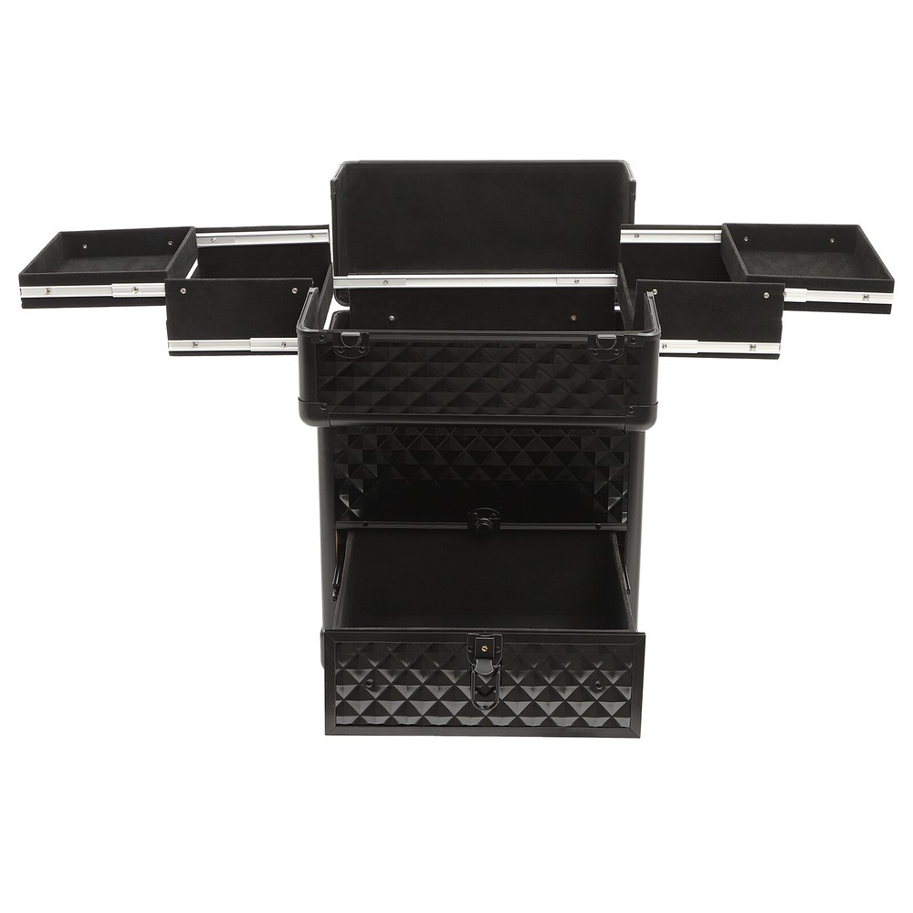 Makeup Trolley Rolling Makeup Train Case Durable Large Capacity Organizer W/lock