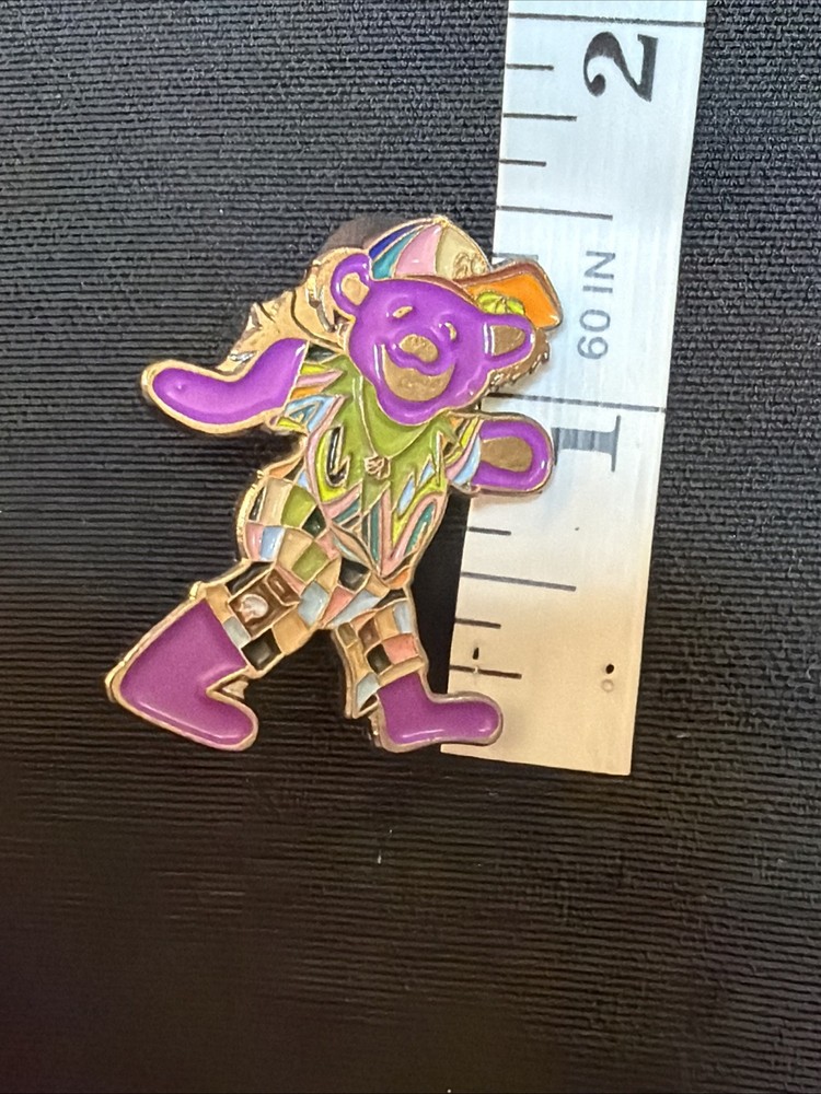 Grateful Dead Dancing Bear Hat Pin Purple & Multicolor