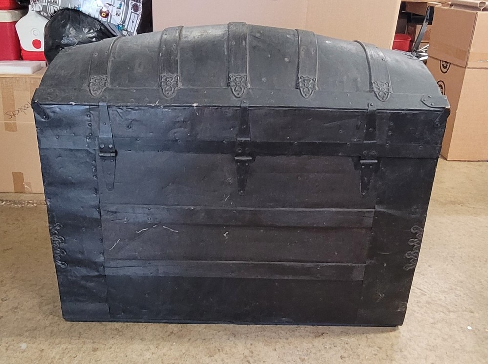 Antique Large Handmade Camelback Trunk