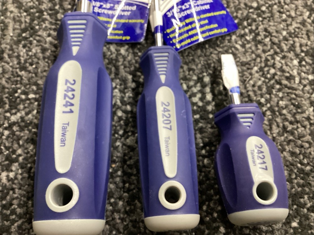Williams By Snap On Flat Blade Slotted Screwdriver Set 3 Pieces