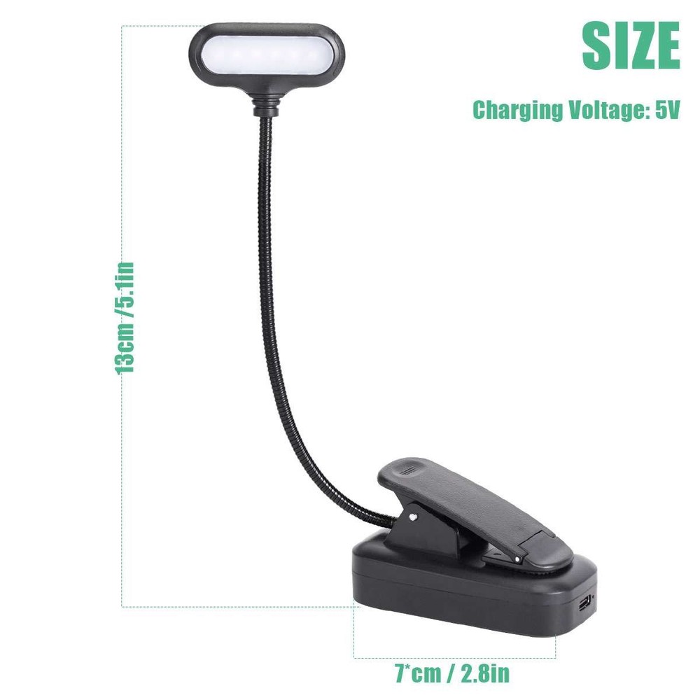 Rechargeable Book Light Mini LED Reading Light Flexible Easy Clip Lamp Portable