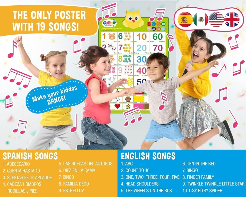 Multicolor Bilingual Learning Chart for Toddlers - Early Math & Language Skills