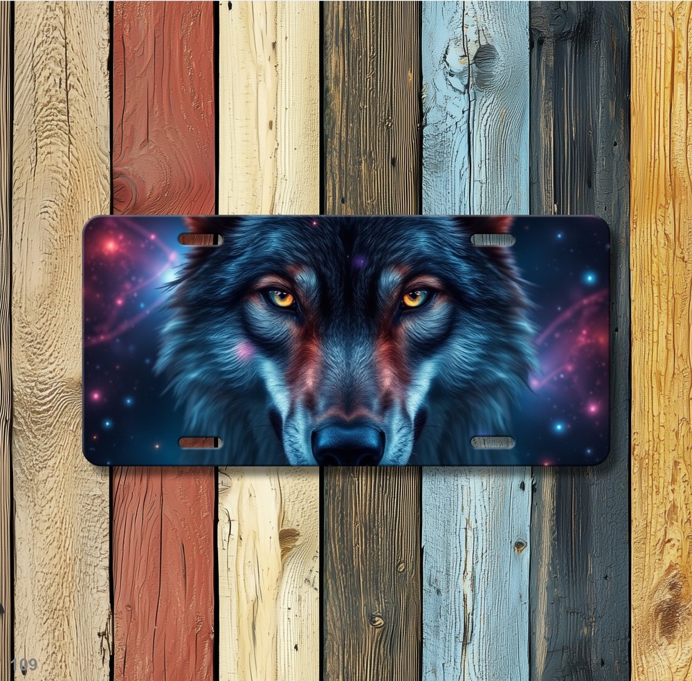 Hyperrealistic Wolf License Plate Optional Text Vanity Plate Special Gift
