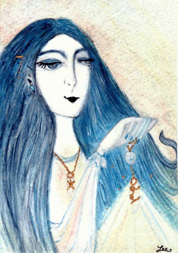 Divinia: Small Original Watercolor (Divination, Pendulums, Crystals)