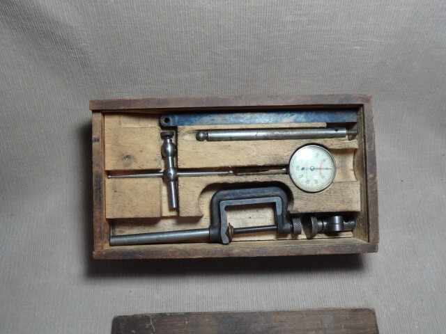 Starrett 196 Dial Test Indicator Complete Set Original Wood Case Machinist Tools