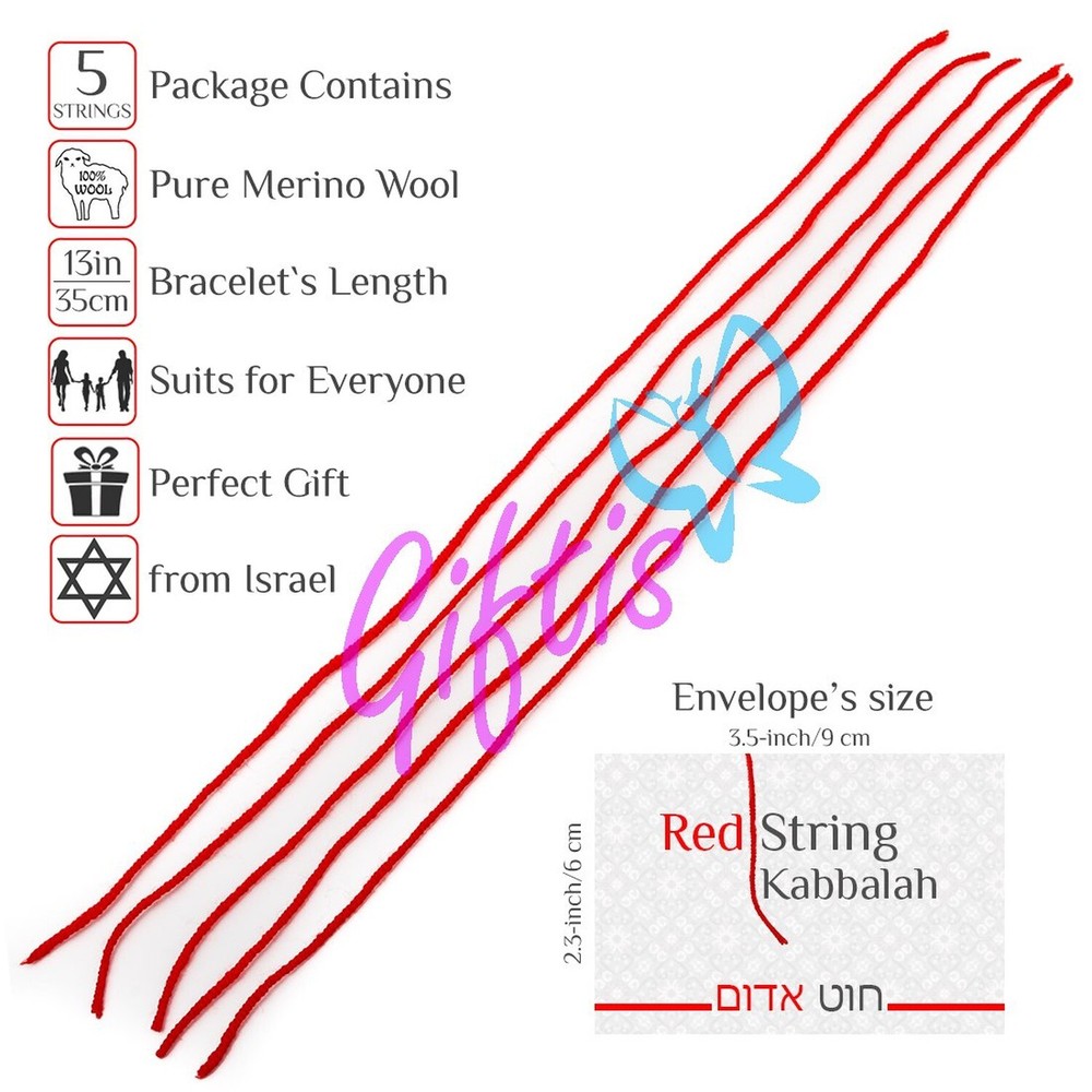 5 pcs Original Kabbalah Red String Bracelet - 100% Wool - Powerful Protection...