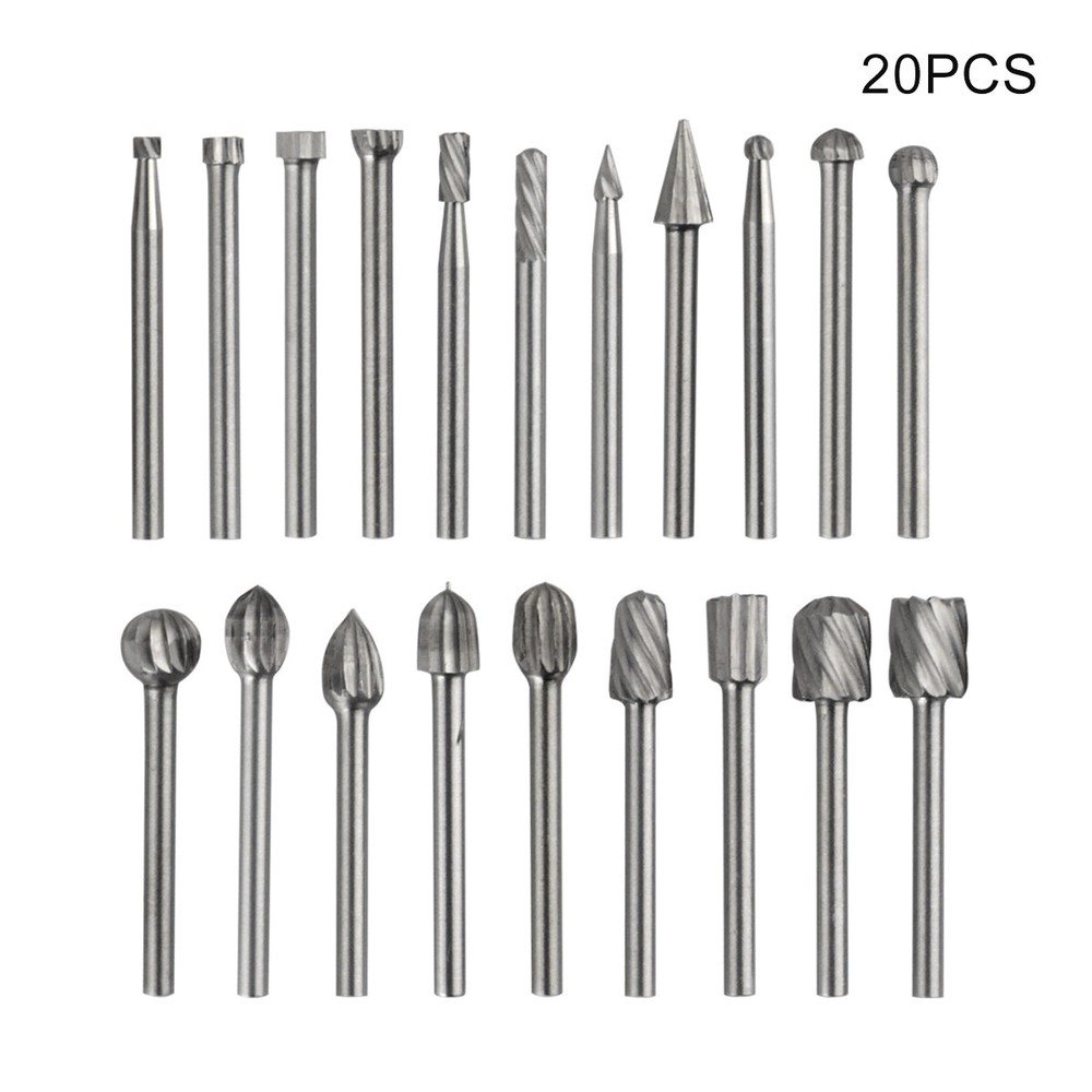 20Pcs Diamond Burr Bits Drill Set Rotary Multi Tool Accessories Kit For Dremel