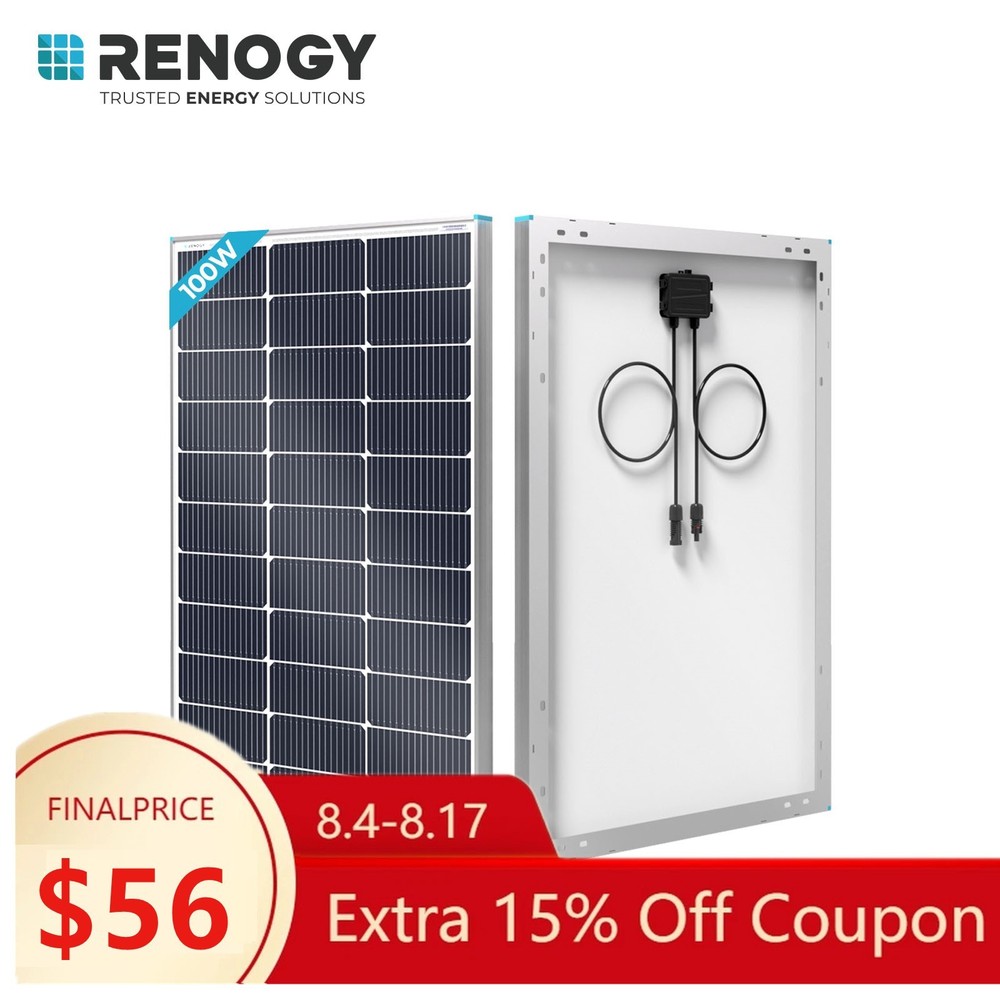Renogy 16BB N-Type 100 Watt Solar Panel PV Off-Grid Power Module High Efficiency