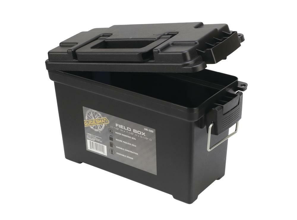 11" Black Medium Ammo Field Box with Handle Lockable, Stackable, Rubber Seal