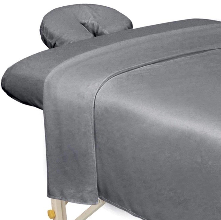 Premium Microfiber 3-Piece Massage Sheet Set, Cool Grey, Ultra-Light, Stain, ...