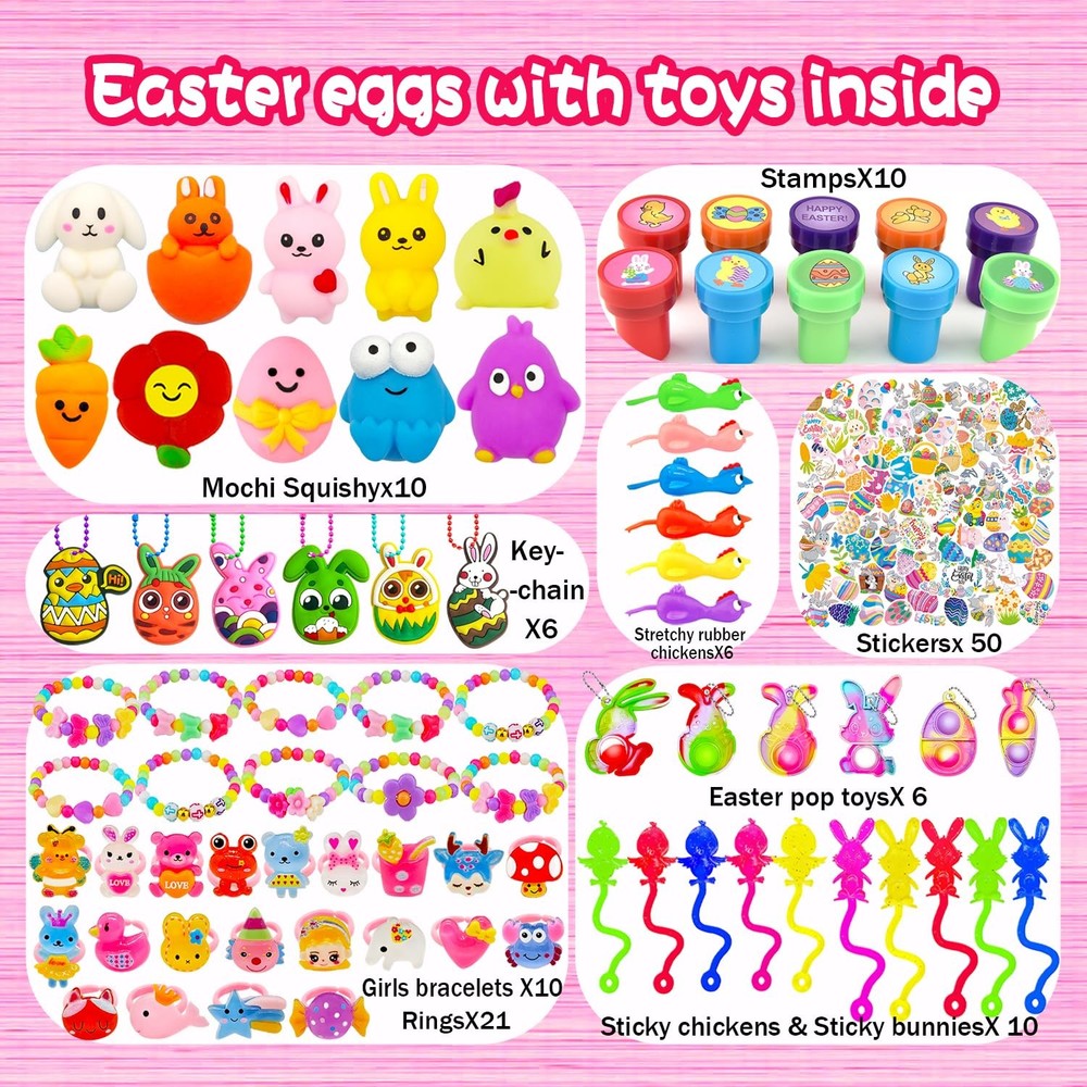 318 Pcs Prefilled Easter Eggs Filled Pre Filled Easter Eggs for Kids Prefille...