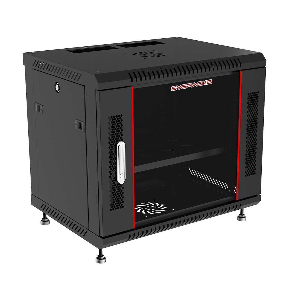 6U Wall Mount Server Rack Network Cabinet Data AV 24-inch Depth Locking BLACK