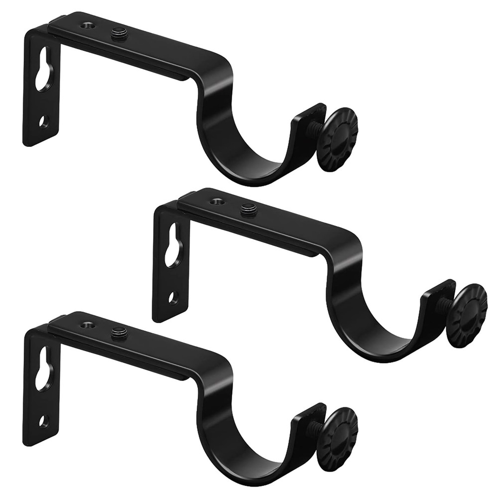3pcs Brackets for Curtain Rods Over Blinds, No Drilling Adjustable Bracket Ro...