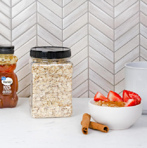 32oz Clear Square Plastic Jars 4pk, 4 Cup Capacity Canisters