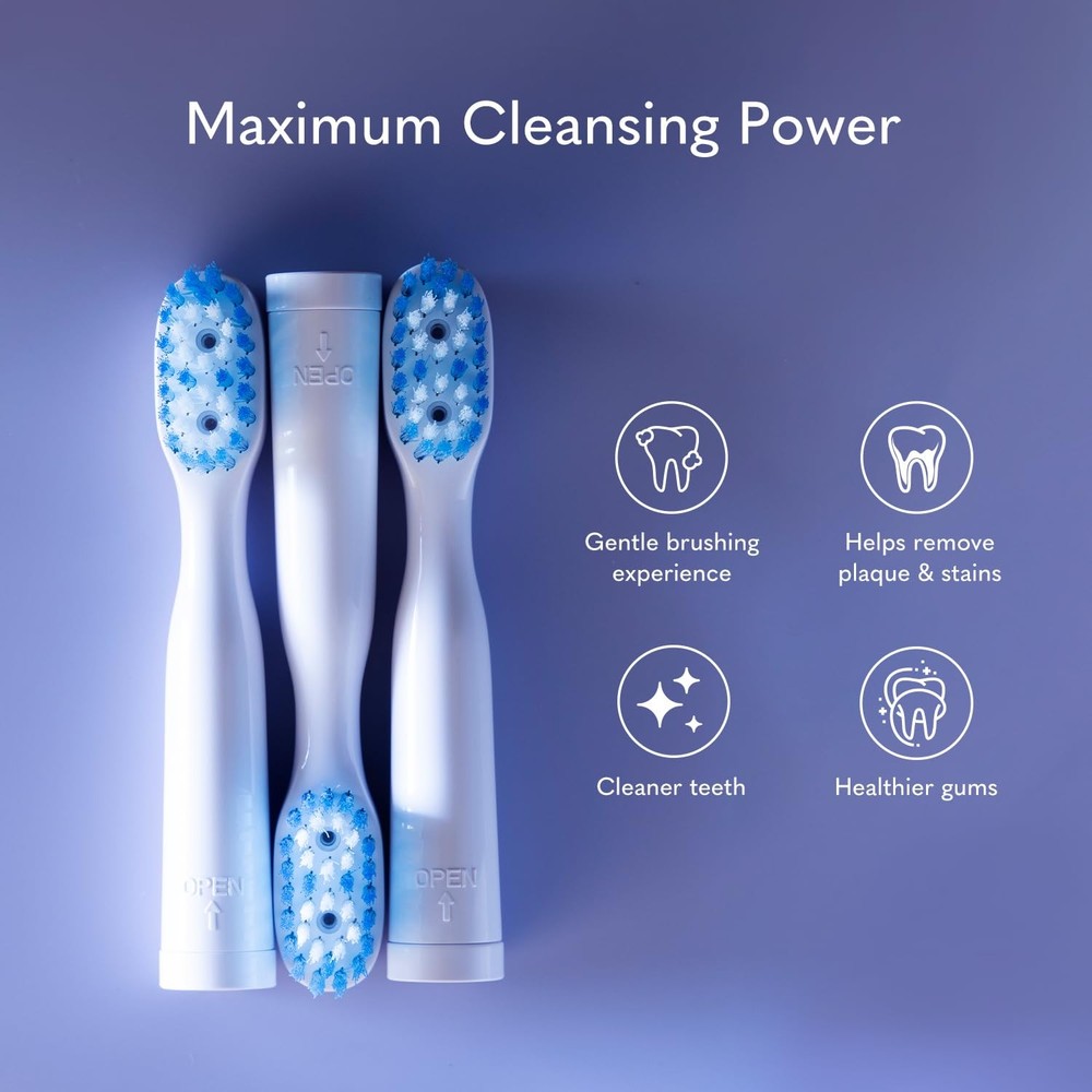 Blue Light Toothbrush Head Replacement 3-Pack for Smile Actives Medium, White