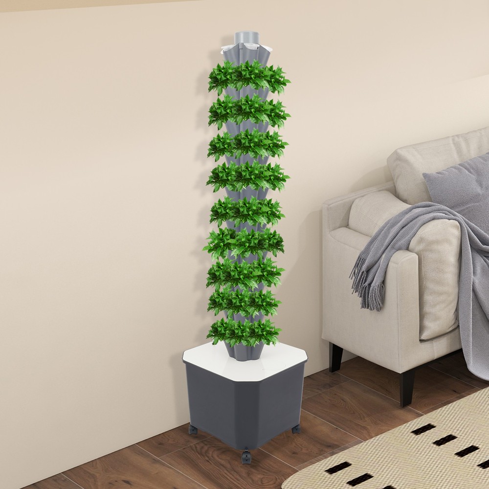 Food Grade PP Hydroponic System 50 Holes Space Saving Vertical Growing Tower