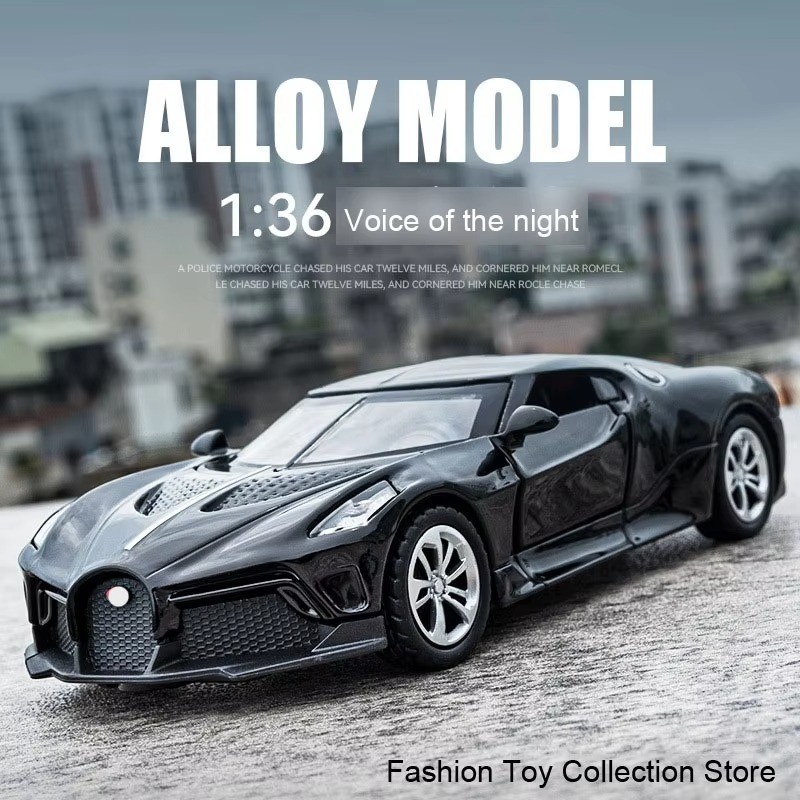 1: 36 Bugatti Alloy Pull Back Car Model High Simulation Diecast With Sound Light
