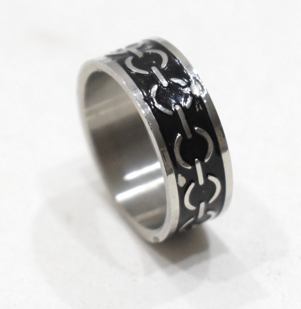 Ring Stainless Steel Etched Band Ring