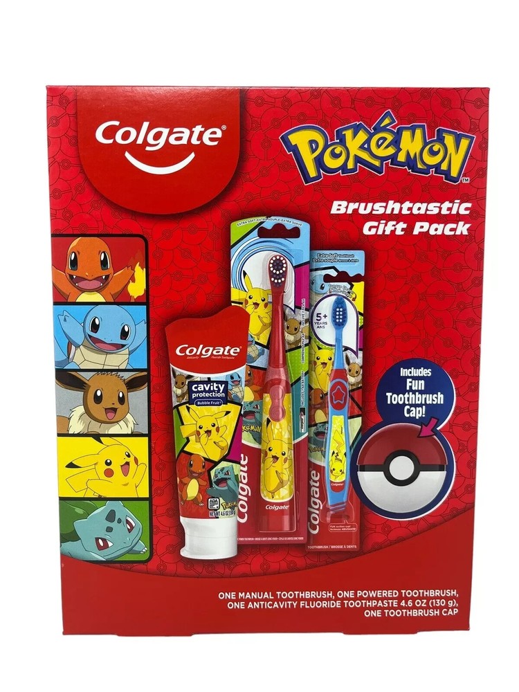 Colgate Pokemon Brushtastic Gift Pack 2 Toothbrush and 4.6 oz Toothpaste NEW