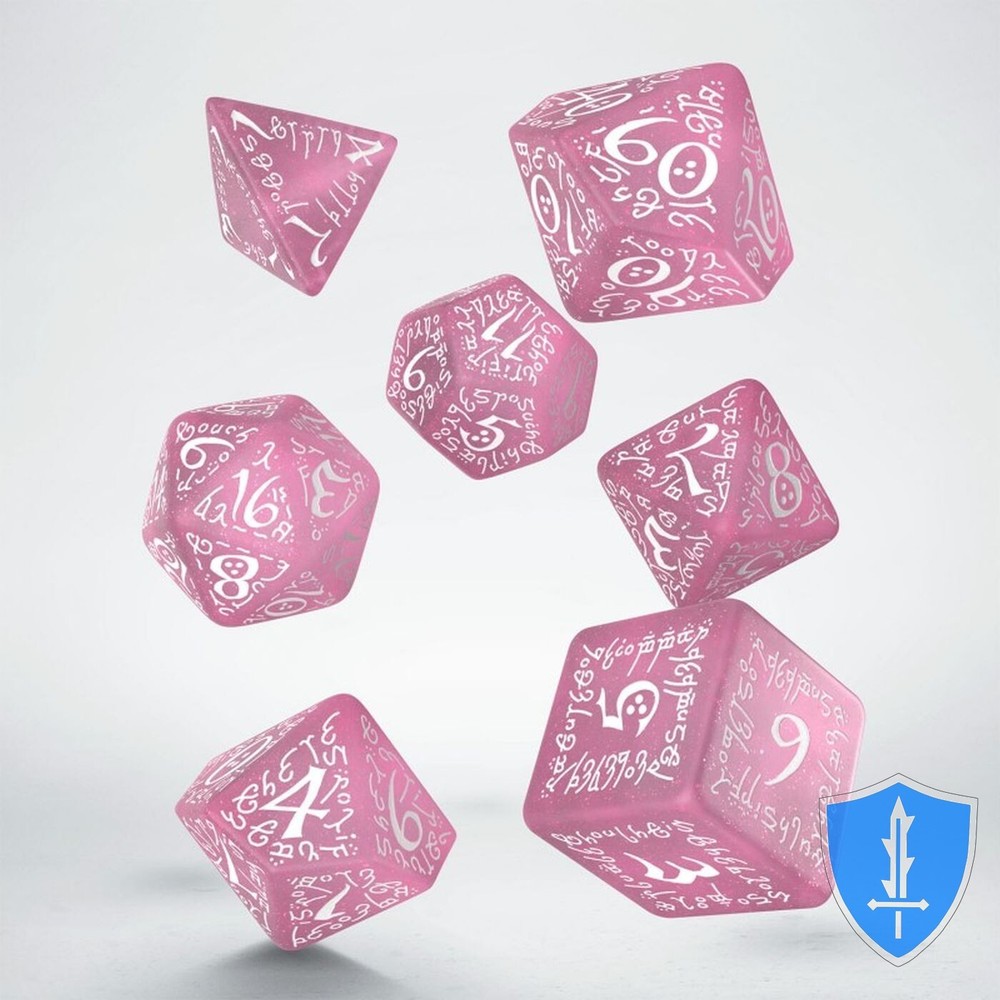 Q-Workshop Elvish Pink & White Dice Set (7) D&D RPG