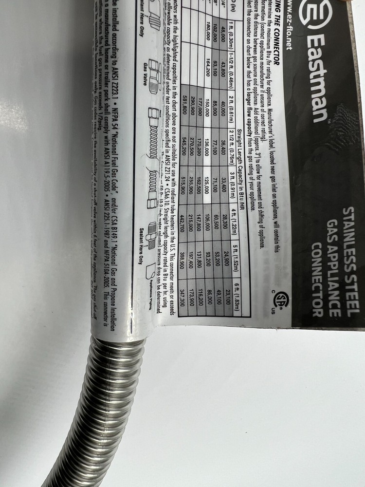 Eastman 24" Stainless Steel Gas Appliance Connector 1/2"FIP x 1/2"MIP 20SS515024