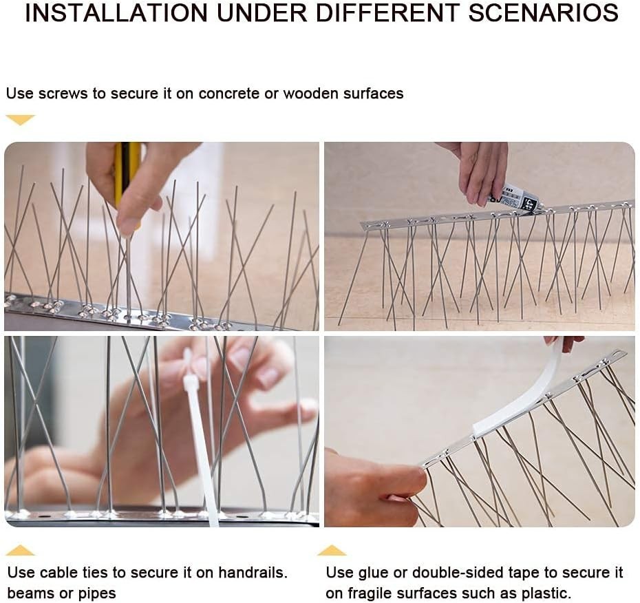 Stainless Steel Bird Spikes Kit - 10.2ft Coverage