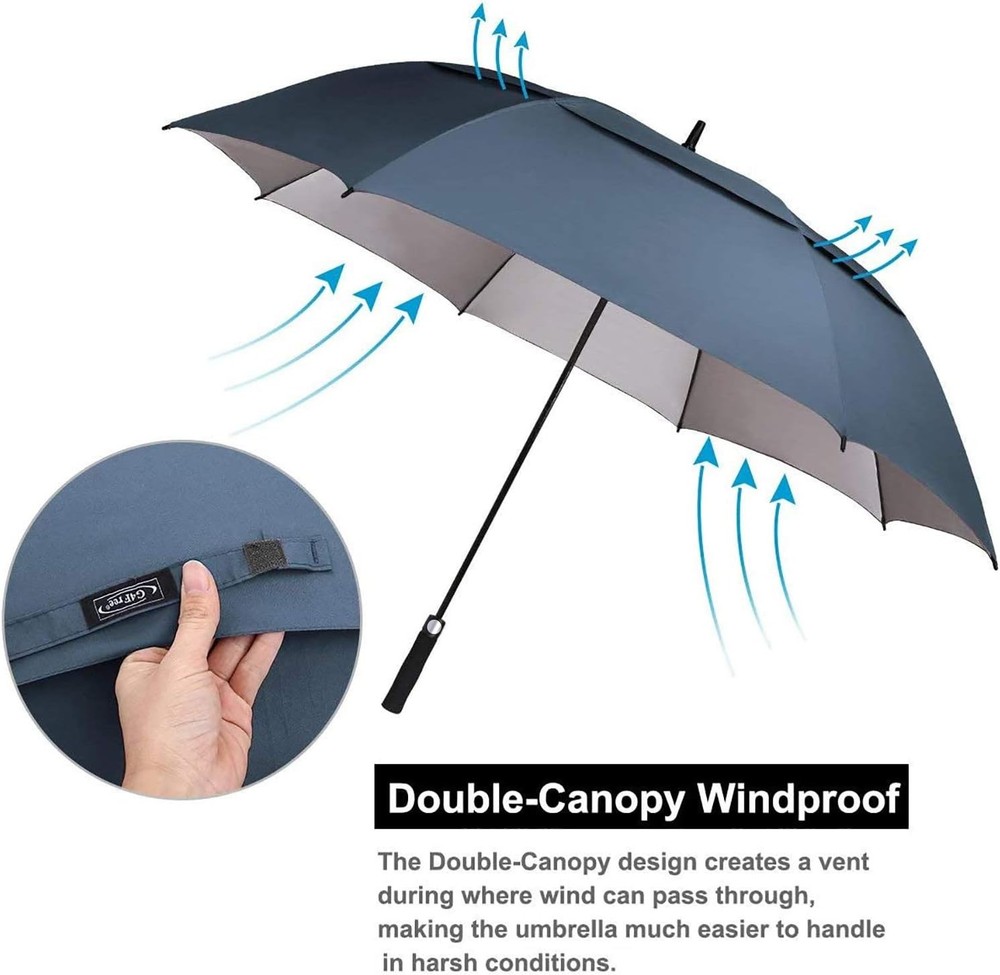 54/62/68 Inch Extra Large Windproof Golf Umbrella UV Protection Automatic Open