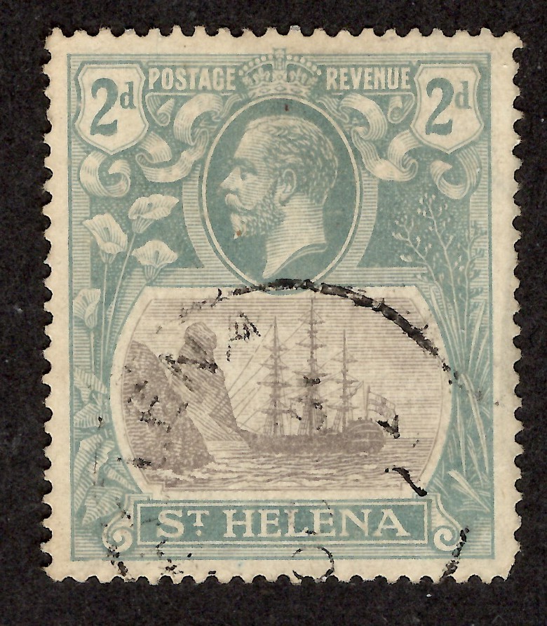St Helena 1922 sg 100 2d grey & slate ship FU