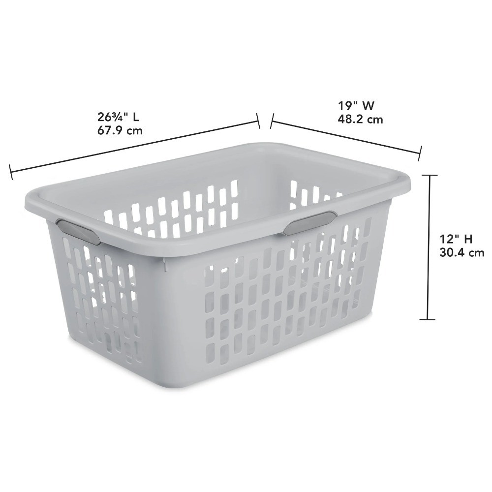 Large Plastic Laundry Basket 2 Bushel Capacity with 4 Easy Grip Handles Light