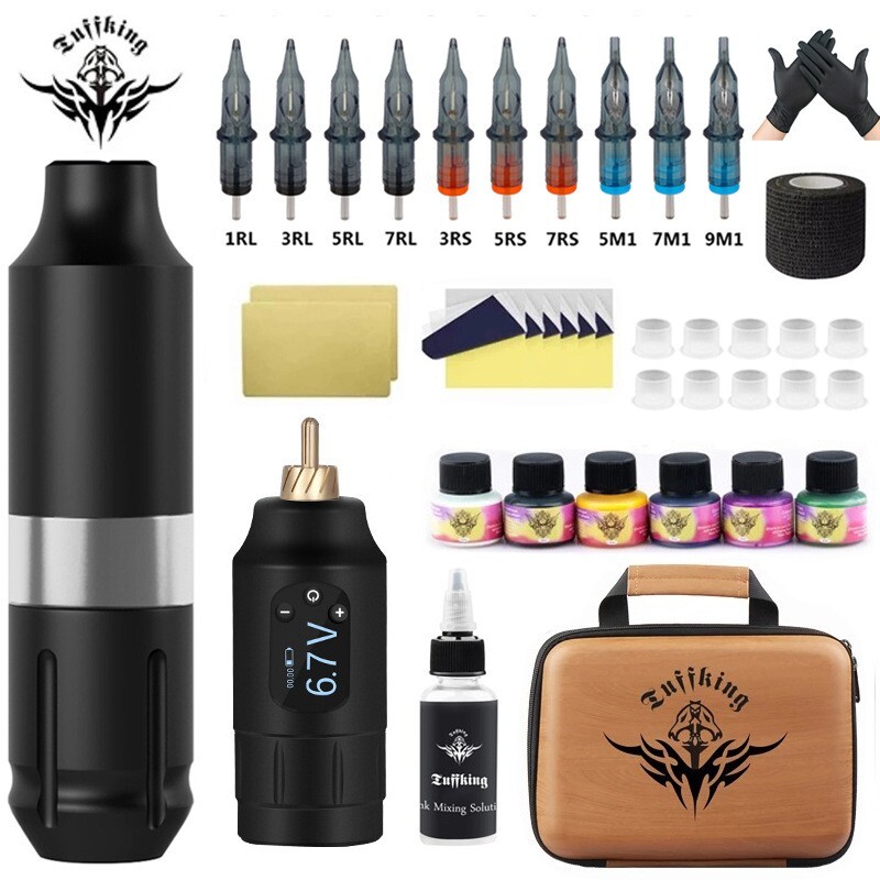 Wireless Tattoo Kit Complete for Beginners Pen Machine with Power Supply Needles