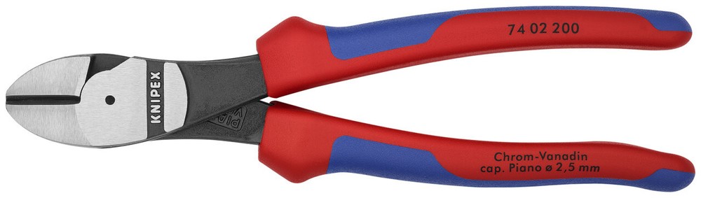 Knipex 74 02 200, High Leverage Diagonal Cutters, 8", Multi-Component, Bulk