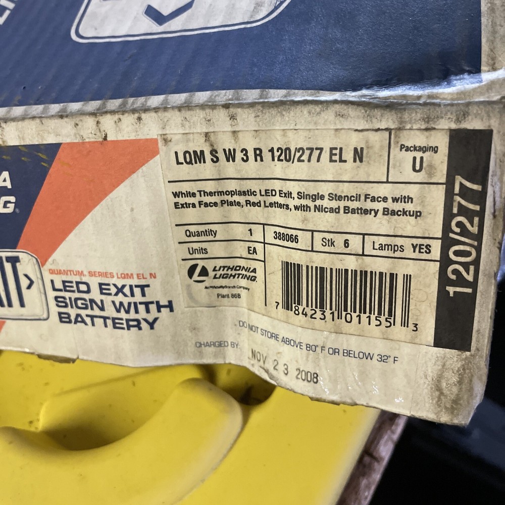 Exit Light Lithonia LED With Battery 3ba32 ***FREE SHIPPING***