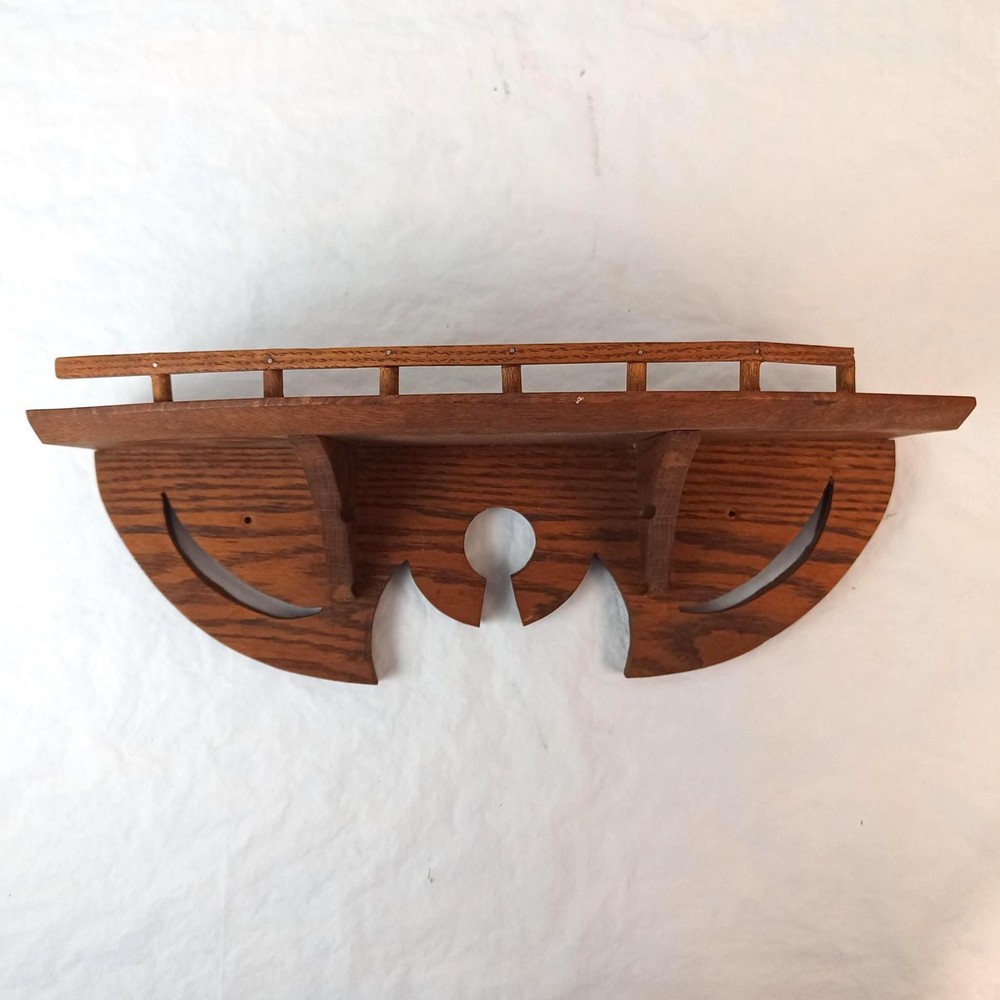 Hand Crafted Solid Oak Wood Shelf Vintage 17" Wide