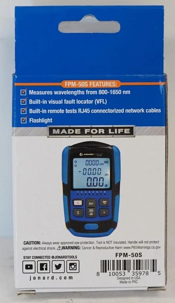 NEW - Jonard Tools FPM-5r0S Mini Optical Power Meter