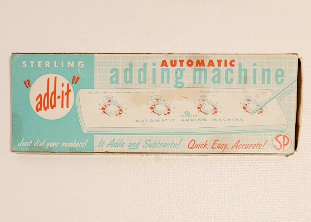 VTG STERLING "ADD IT" AUTOMATIC ADDING MACHINE--WITH BOX AND STYLUS
