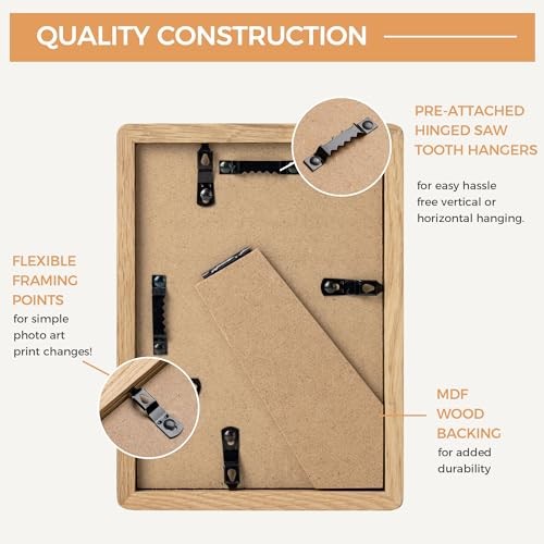 5x7 Picture Frame - Solid White Frame Matted to 4x6 - Rounded 5x7 - 1P Oak