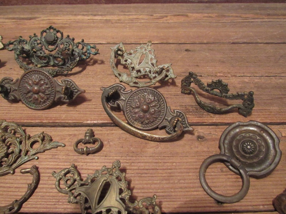 Vintage LOT Drawer Pull Handle Metal Hardware - Brass & Metal!