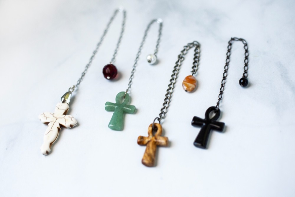 White Cross Stone Pendulum Dowsing, amplifying, restore focus & transform