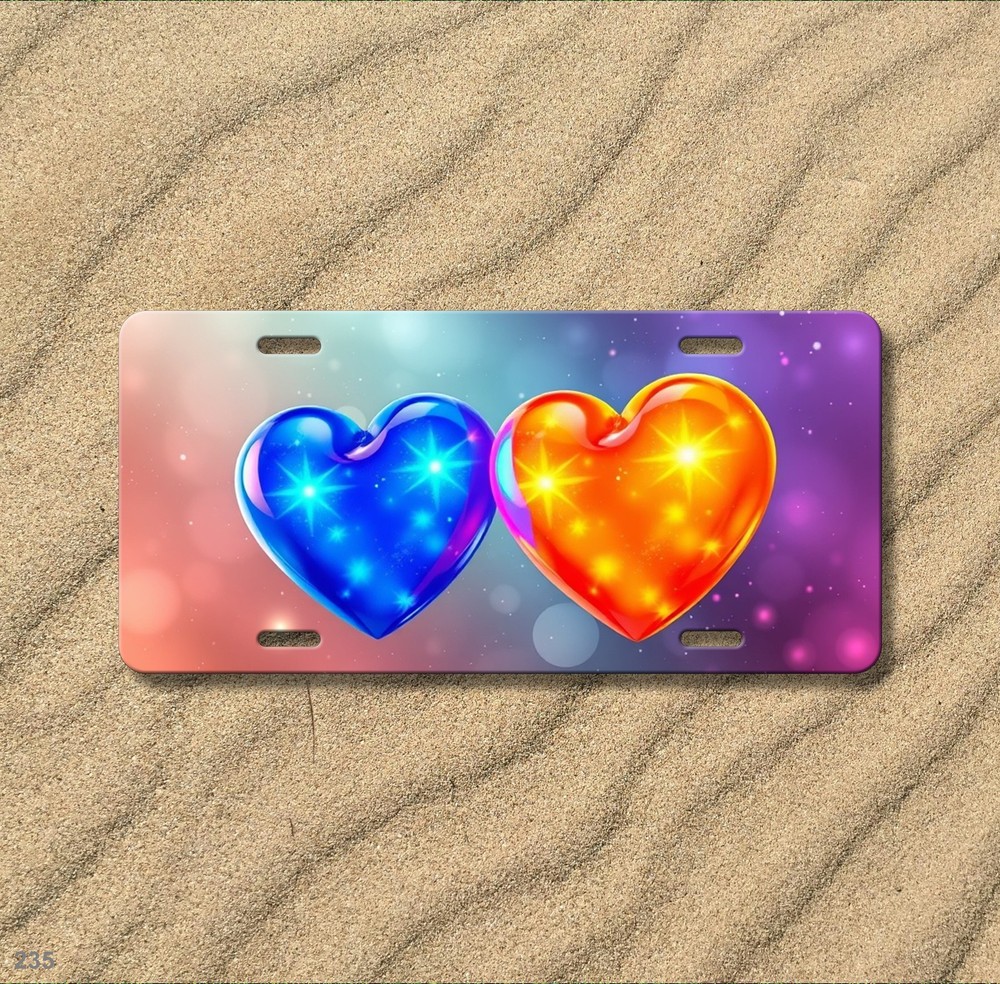 Modern Hearts License Plate Personalized Front Plate Everyday Gift