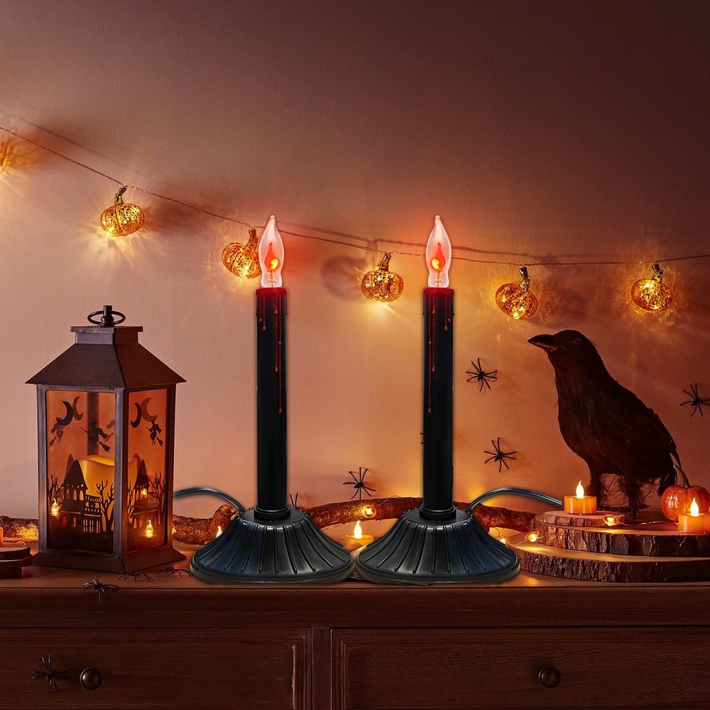 2 Pack Halloween Electric Window Candles, Black 1 Light(2 Pack),