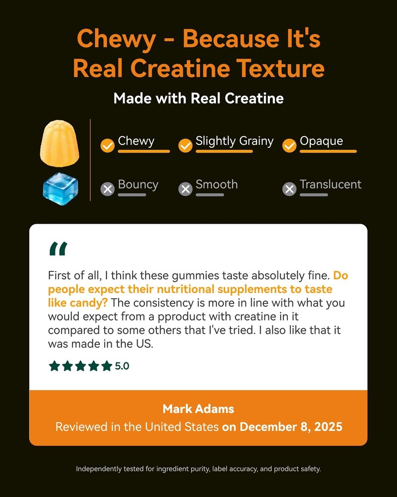 Creatine Monohydrate Gummies 5000mg 120 Count Mango yellow Inner Brightness