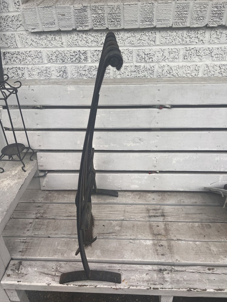 Primitive Style Distressed Iron Fireplace Tools & Rack 5pc Western Rustic