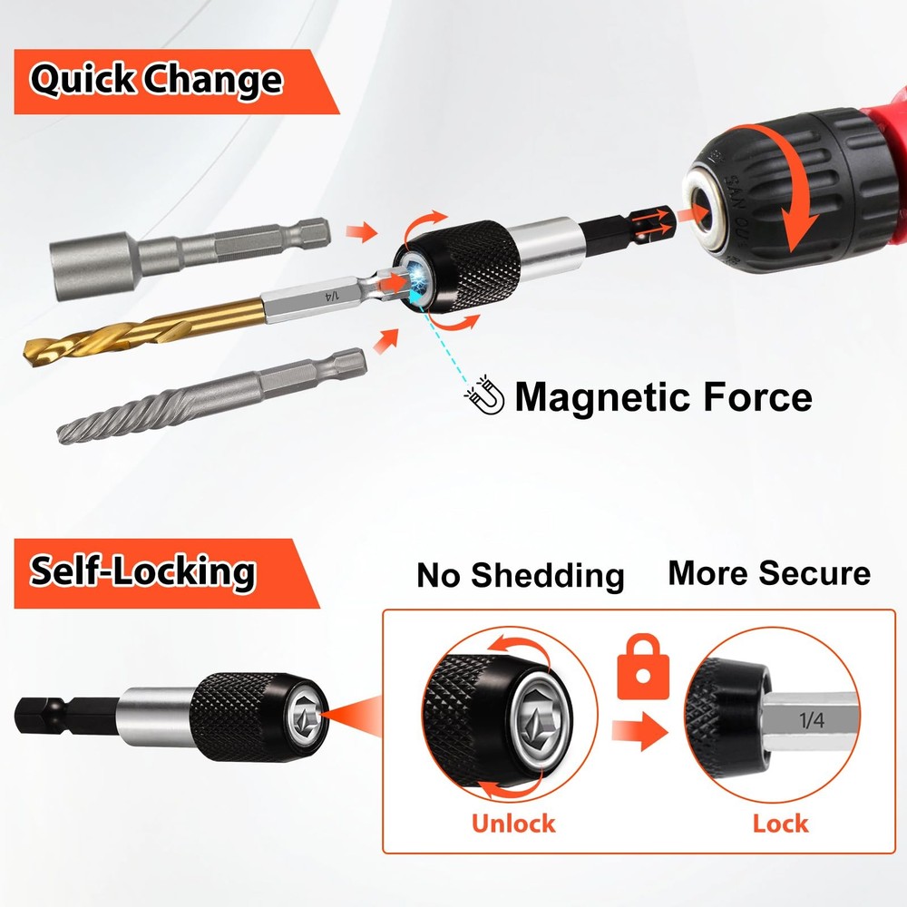 THINKWORK 16pcs Screw Extractor, Spiral Bolt Extractor Kit, Easy 16-pieces