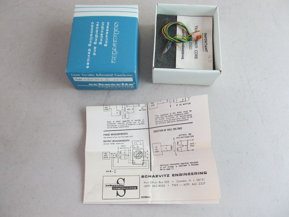 SCHAEVITZ ENGINEERING LINEAR VARIABLE DIFFERENTIAL TRANSFORMER TYP 020M-L