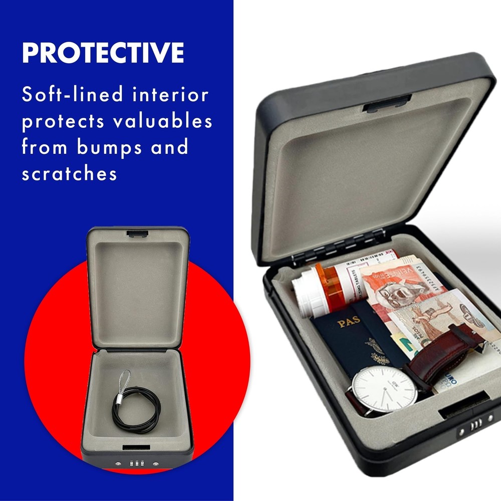 Deluxe Personal Locking Safe with Tether Heavy-Duty Steel Construction 61219